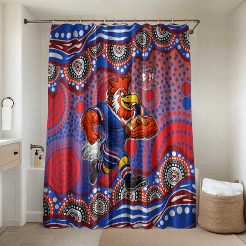 Sydney Roosters Bathroom Set Aboriginal Dot Pattern - Rugby Mascot Heritage Pride