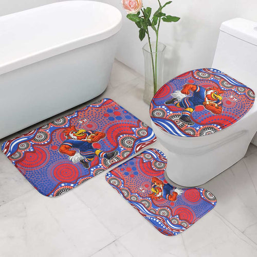 Sydney Roosters Bathroom Set Aboriginal Dot Pattern - Rugby Mascot Heritage Pride
