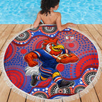 Sydney Roosters Beach Blanket Aboriginal Dot Pattern - Rugby Mascot Heritage Pride