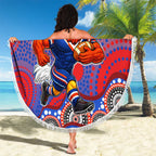 Sydney Roosters Beach Blanket Aboriginal Dot Pattern - Rugby Mascot Heritage Pride