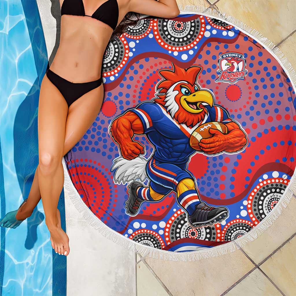 Sydney Roosters Beach Blanket Aboriginal Dot Pattern - Rugby Mascot Heritage Pride