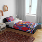 Sydney Roosters Bedding Set Aboriginal Dot Pattern - Rugby Mascot Heritage Pride