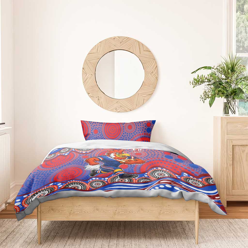 Sydney Roosters Bedding Set Aboriginal Dot Pattern - Rugby Mascot Heritage Pride