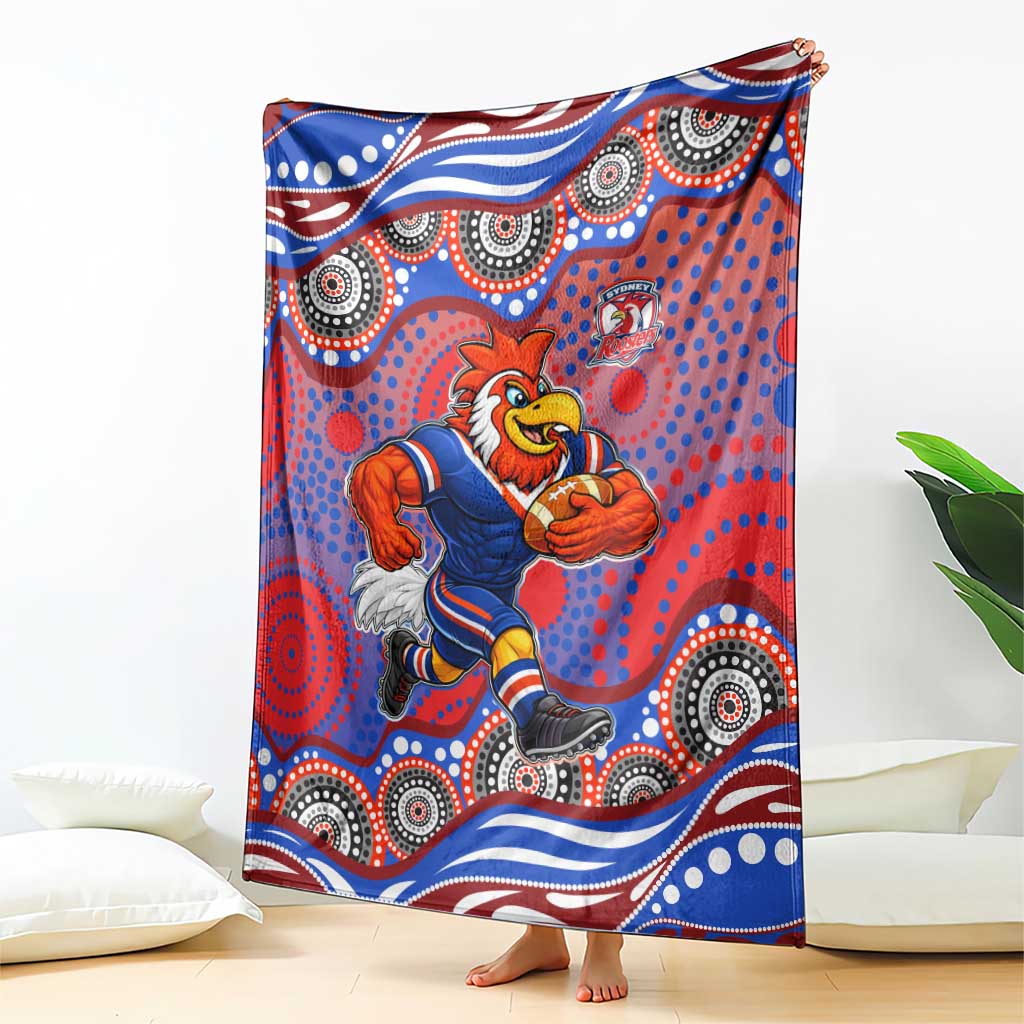 Sydney Roosters Blanket Aboriginal Dot Pattern - Rugby Mascot Heritage Pride