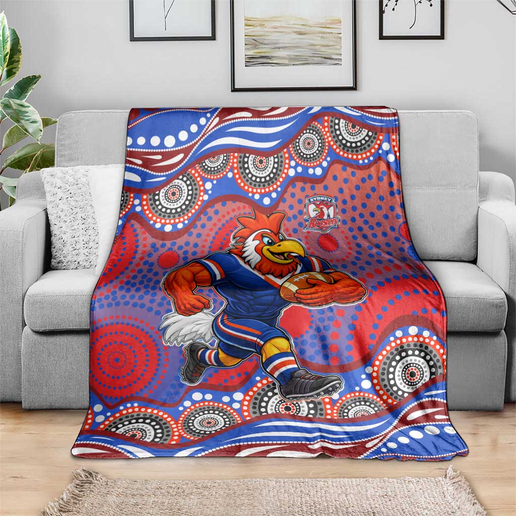 Sydney Roosters Blanket Aboriginal Dot Pattern - Rugby Mascot Heritage Pride