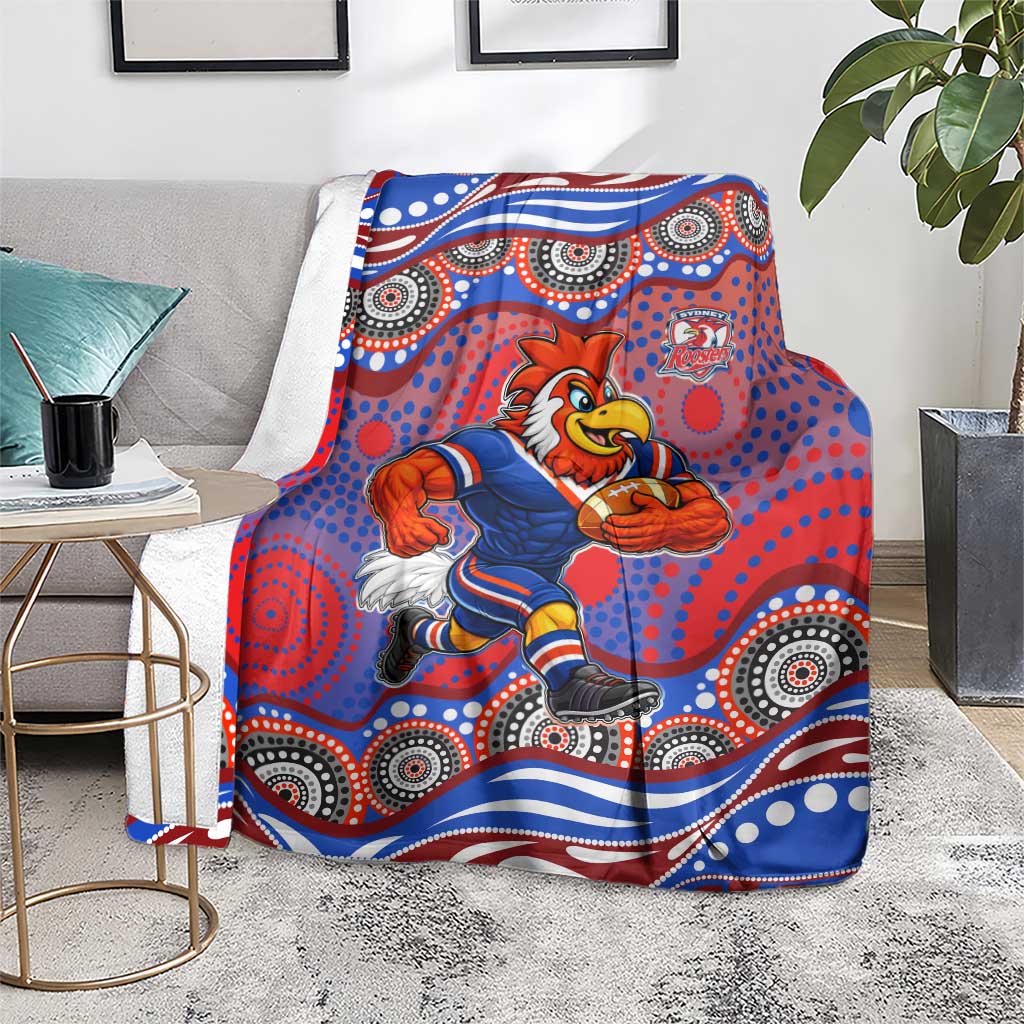 Sydney Roosters Blanket Aboriginal Dot Pattern - Rugby Mascot Heritage Pride