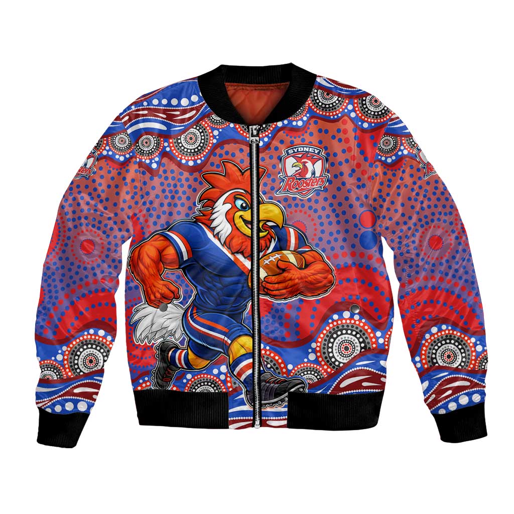 Sydney Roosters Bomber Jacket Aboriginal Dot Pattern - Rugby Mascot Heritage Pride