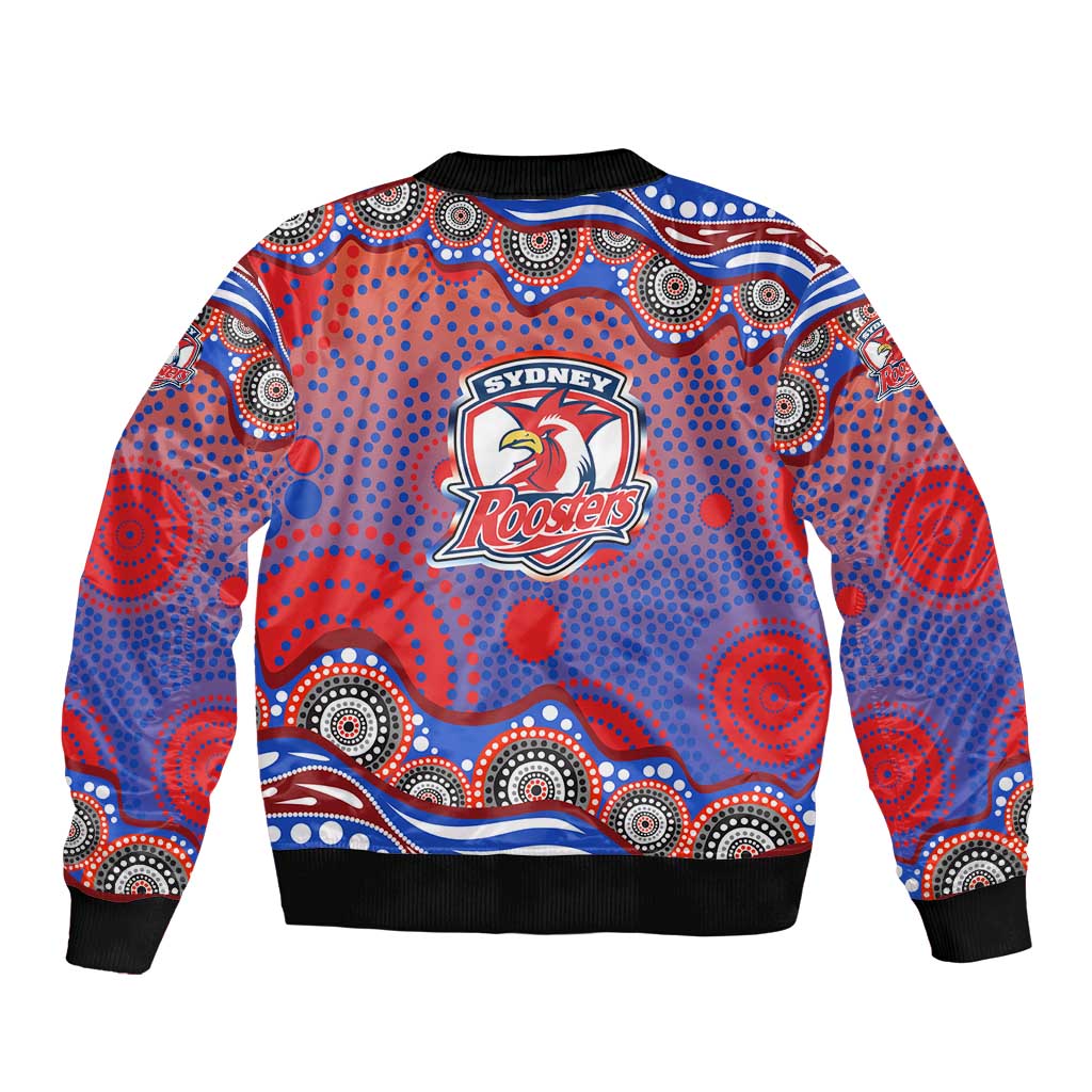 Sydney Roosters Bomber Jacket Aboriginal Dot Pattern - Rugby Mascot Heritage Pride