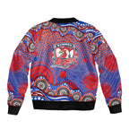 Sydney Roosters Bomber Jacket Aboriginal Dot Pattern - Rugby Mascot Heritage Pride