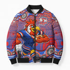 Sydney Roosters Bomber Puffer Jacket Aboriginal Dot Pattern - Rugby Mascot Heritage Pride