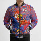 Sydney Roosters Bomber Puffer Jacket Aboriginal Dot Pattern - Rugby Mascot Heritage Pride