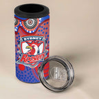 Sydney Roosters 4 in 1 Can Cooler Tumbler Aboriginal Dot Pattern - Rugby Mascot Heritage Pride