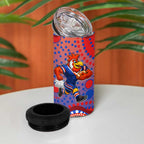 Sydney Roosters 4 in 1 Can Cooler Tumbler Aboriginal Dot Pattern - Rugby Mascot Heritage Pride