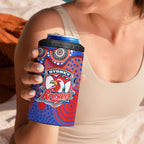 Sydney Roosters 4 in 1 Can Cooler Tumbler Aboriginal Dot Pattern - Rugby Mascot Heritage Pride