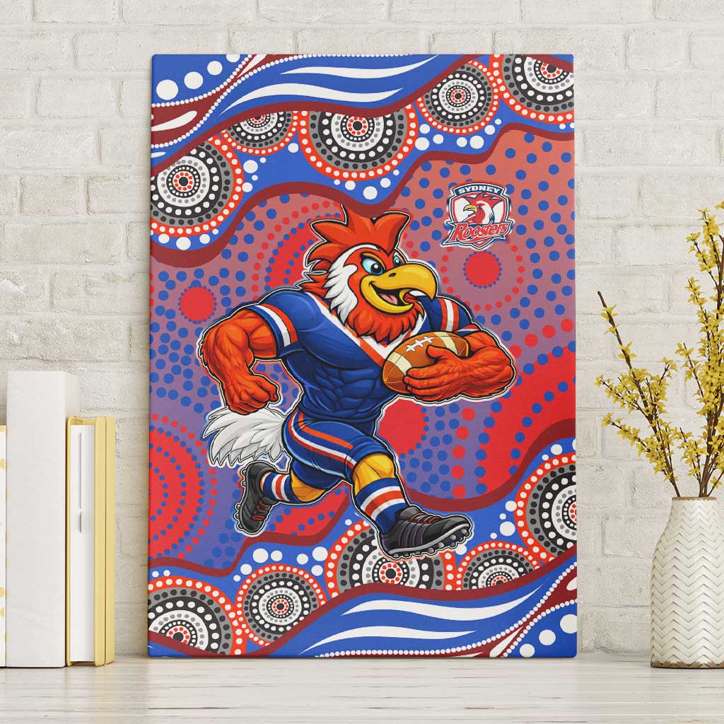 Sydney Roosters Canvas Wall Art Aboriginal Dot Pattern - Rugby Mascot Heritage Pride
