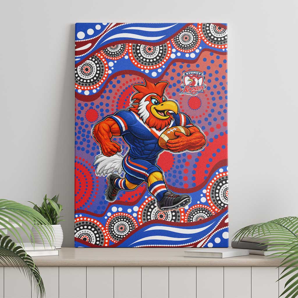 Sydney Roosters Canvas Wall Art Aboriginal Dot Pattern - Rugby Mascot Heritage Pride