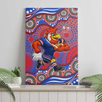 Sydney Roosters Canvas Wall Art Aboriginal Dot Pattern - Rugby Mascot Heritage Pride