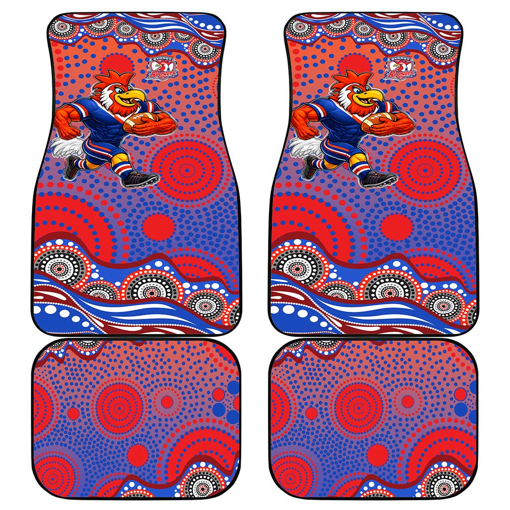 Sydney Roosters Car Mats Aboriginal Dot Pattern - Rugby Mascot Heritage Pride