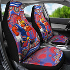 Sydney Roosters Car Seat Cover Aboriginal Dot Pattern - Rugby Mascot Heritage Pride