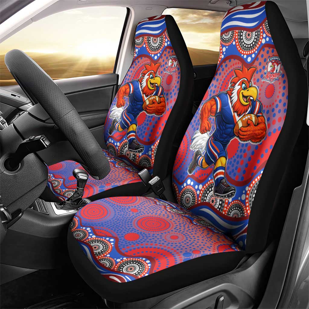 Sydney Roosters Car Seat Cover Aboriginal Dot Pattern - Rugby Mascot Heritage Pride