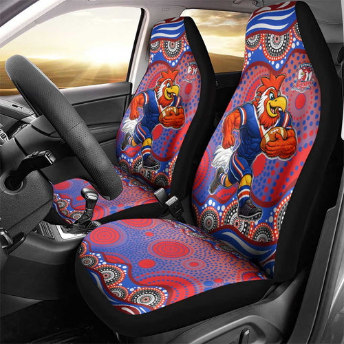 Sydney Roosters Car Seat Cover Aboriginal Dot Pattern - Rugby Mascot Heritage Pride