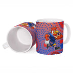 Sydney Roosters Ceramic Mug Aboriginal Dot Pattern - Rugby Mascot Heritage Pride