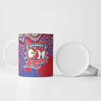 Sydney Roosters Ceramic Mug Aboriginal Dot Pattern - Rugby Mascot Heritage Pride