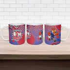 Sydney Roosters Ceramic Mug Aboriginal Dot Pattern - Rugby Mascot Heritage Pride