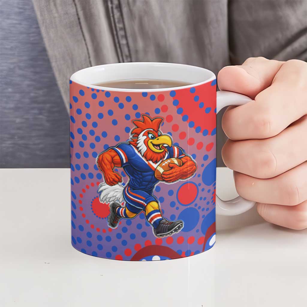 Sydney Roosters Ceramic Mug Aboriginal Dot Pattern - Rugby Mascot Heritage Pride