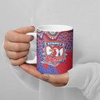 Sydney Roosters Ceramic Mug Aboriginal Dot Pattern - Rugby Mascot Heritage Pride