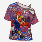 Sydney Roosters Cross Shoulder Shirt Aboriginal Dot Pattern - Rugby Mascot Heritage Pride