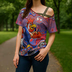 Sydney Roosters Cross Shoulder Shirt Aboriginal Dot Pattern - Rugby Mascot Heritage Pride
