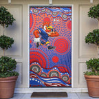 Sydney Roosters Door Cover Aboriginal Dot Pattern - Rugby Mascot Heritage Pride
