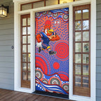 Sydney Roosters Door Cover Aboriginal Dot Pattern - Rugby Mascot Heritage Pride
