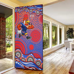 Sydney Roosters Door Cover Aboriginal Dot Pattern - Rugby Mascot Heritage Pride