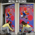 Sydney Roosters Door Cover Aboriginal Dot Pattern - Rugby Mascot Heritage Pride