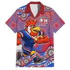 Sydney Roosters Family Matching Long Sleeve Bodycon Dress and Hawaiian Shirt Aboriginal Dot Pattern - Rugby Mascot Heritage Pride