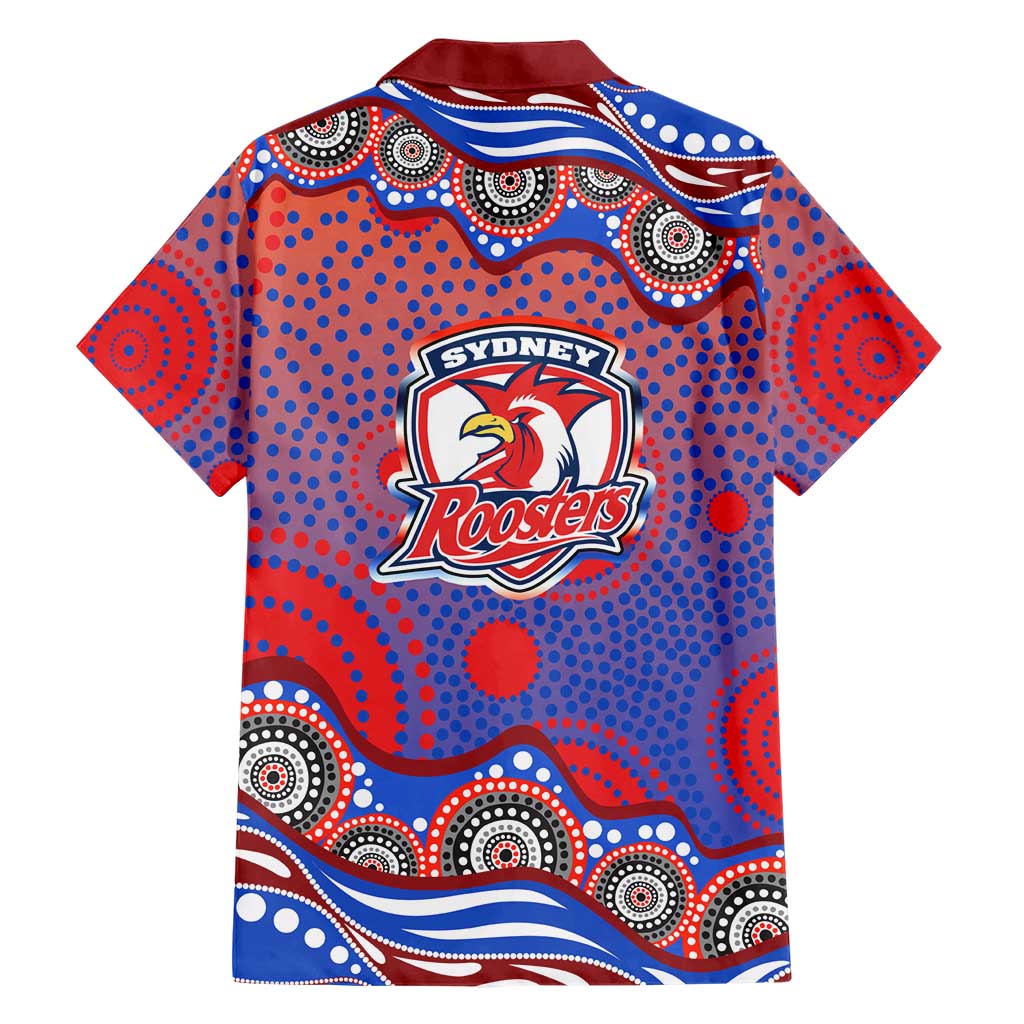 Sydney Roosters Family Matching Long Sleeve Bodycon Dress and Hawaiian Shirt Aboriginal Dot Pattern - Rugby Mascot Heritage Pride