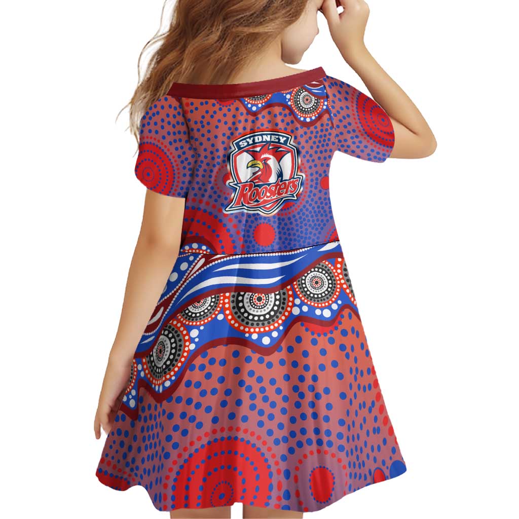 Sydney Roosters Family Matching Off Shoulder Maxi Dress and Hawaiian Shirt Aboriginal Dot Pattern - Rugby Mascot Heritage Pride
