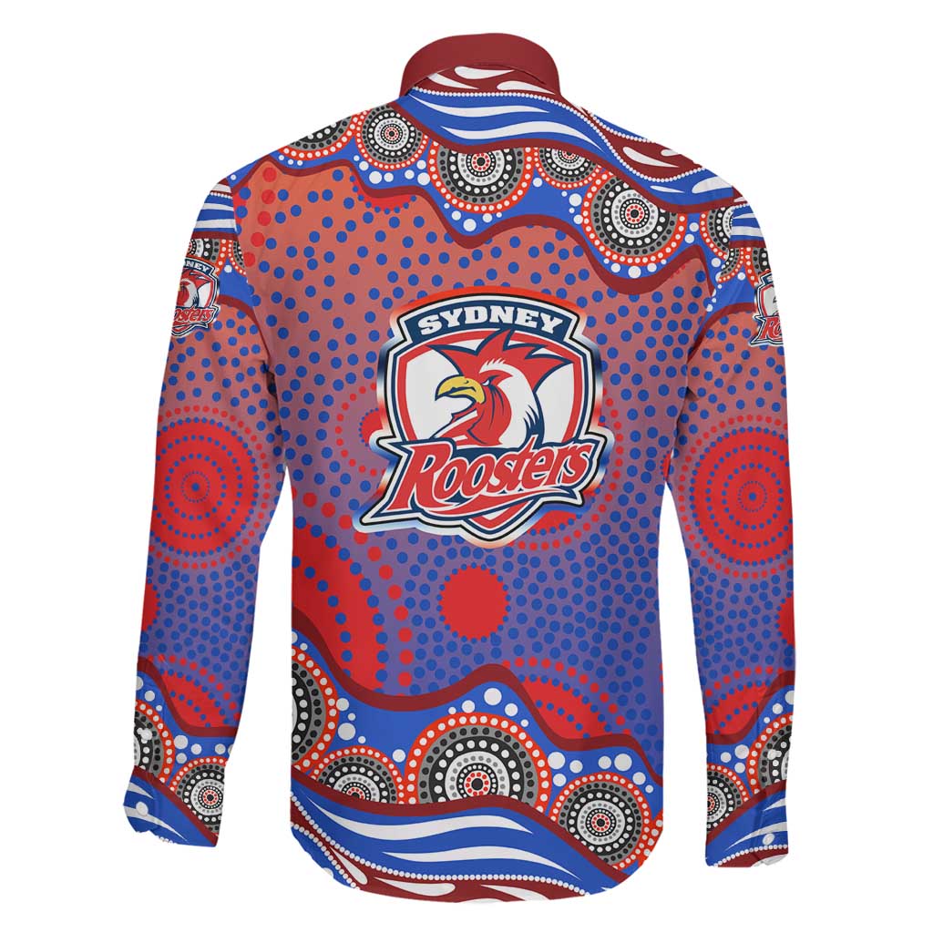 Sydney Roosters Family Matching Summer Maxi Dress and Hawaiian Shirt Aboriginal Dot Pattern - Rugby Mascot Heritage Pride