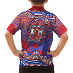 Sydney Roosters Family Matching Tank Maxi Dress and Hawaiian Shirt Aboriginal Dot Pattern - Rugby Mascot Heritage Pride