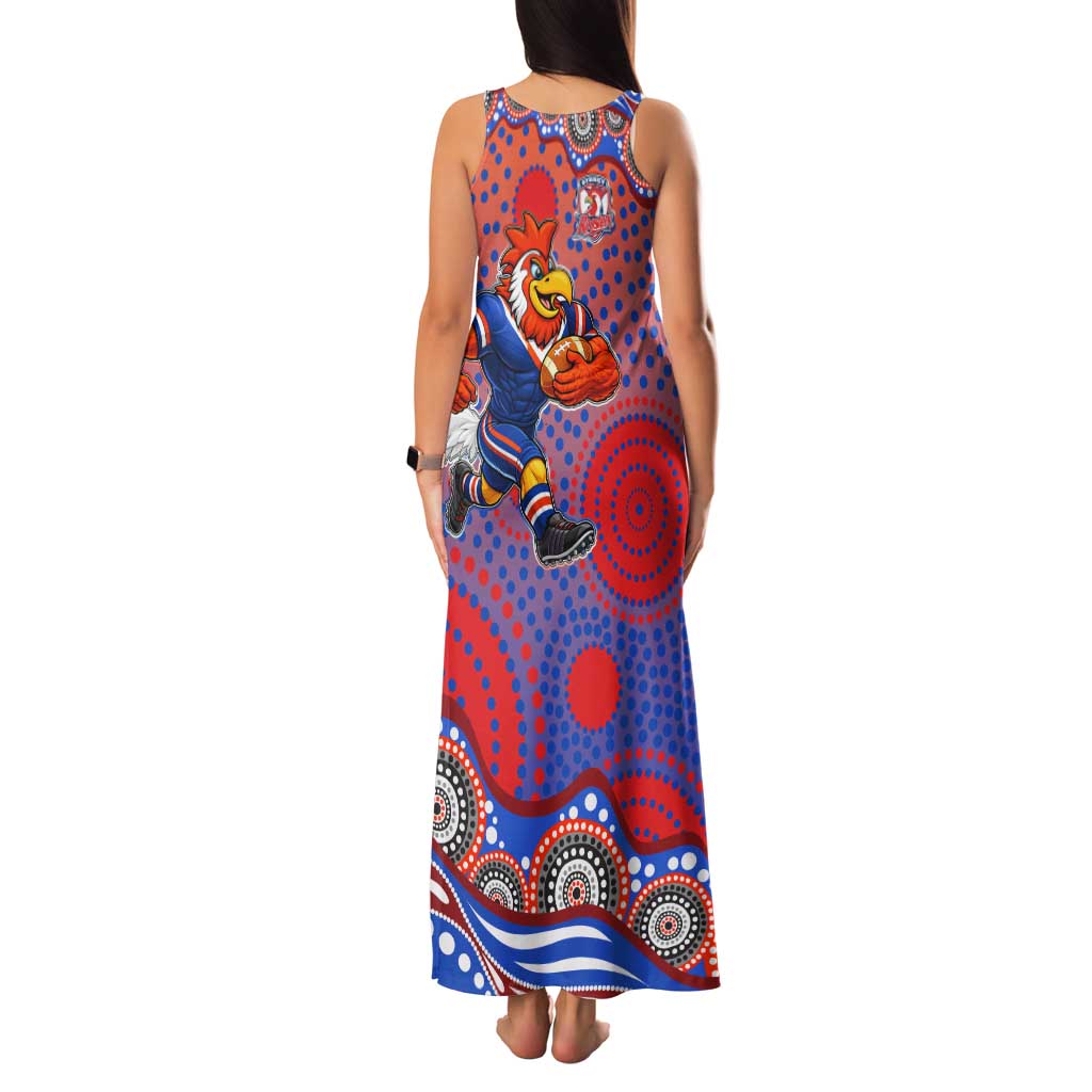 Sydney Roosters Family Matching Tank Maxi Dress and Hawaiian Shirt Aboriginal Dot Pattern - Rugby Mascot Heritage Pride