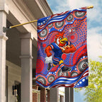 Sydney Roosters Garden Flag Aboriginal Dot Pattern - Rugby Mascot Heritage Pride