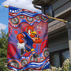 Sydney Roosters Garden Flag Aboriginal Dot Pattern - Rugby Mascot Heritage Pride