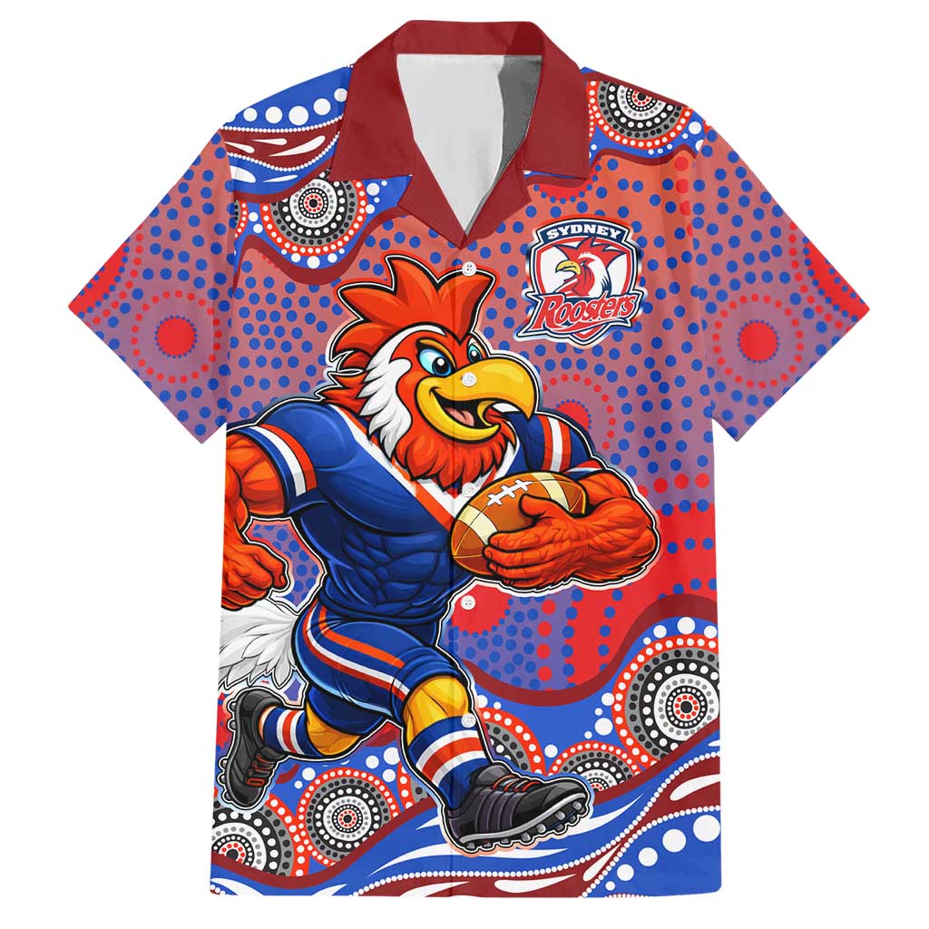 Sydney Roosters Hawaiian Shirt Aboriginal Dot Pattern - Rugby Mascot Heritage Pride