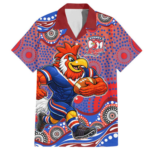 Sydney Roosters Hawaiian Shirt Aboriginal Dot Pattern - Rugby Mascot Heritage Pride