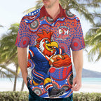 Sydney Roosters Hawaiian Shirt Aboriginal Dot Pattern - Rugby Mascot Heritage Pride