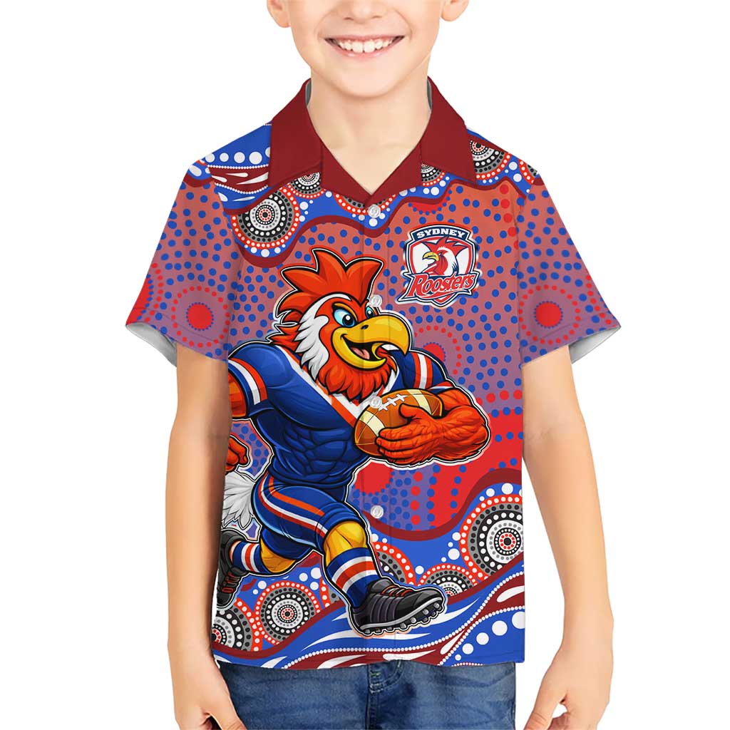 Sydney Roosters Hawaiian Shirt Aboriginal Dot Pattern - Rugby Mascot Heritage Pride