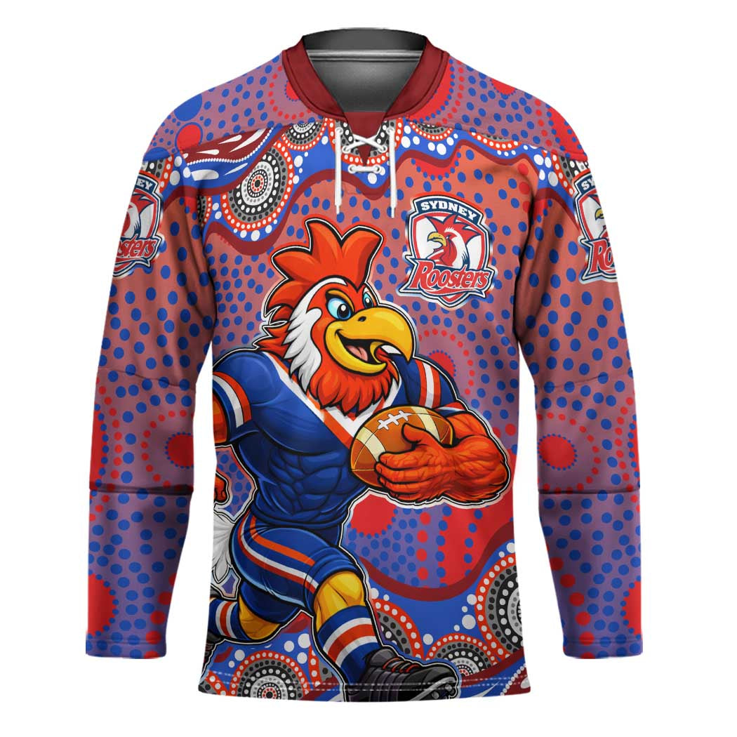 Sydney Roosters Hockey Jersey Aboriginal Dot Pattern - Rugby Mascot Heritage Pride