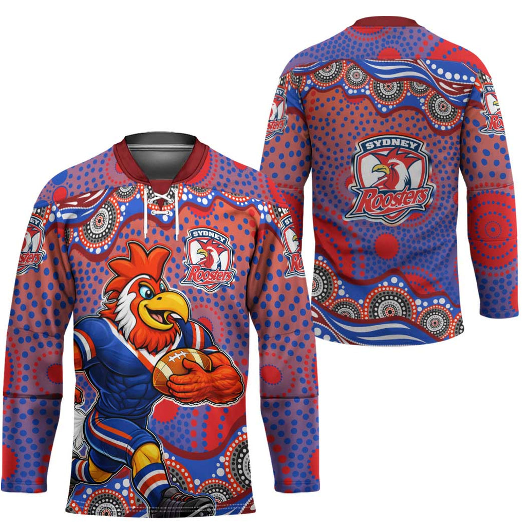 Sydney Roosters Hockey Jersey Aboriginal Dot Pattern - Rugby Mascot Heritage Pride